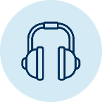 Ear Protection Icon on Blue Background