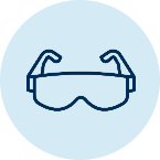 Eye Protection Icon on Blue Background