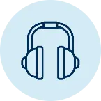 Ear Protection Icon on Blue Background
